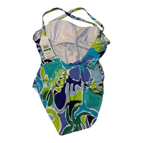 Nautica Blue and Green Floral One Piece Swimsuit With Built in Bra Large NWT - Picture 3 of 3